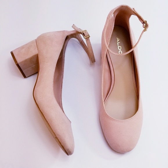 light pink block heels